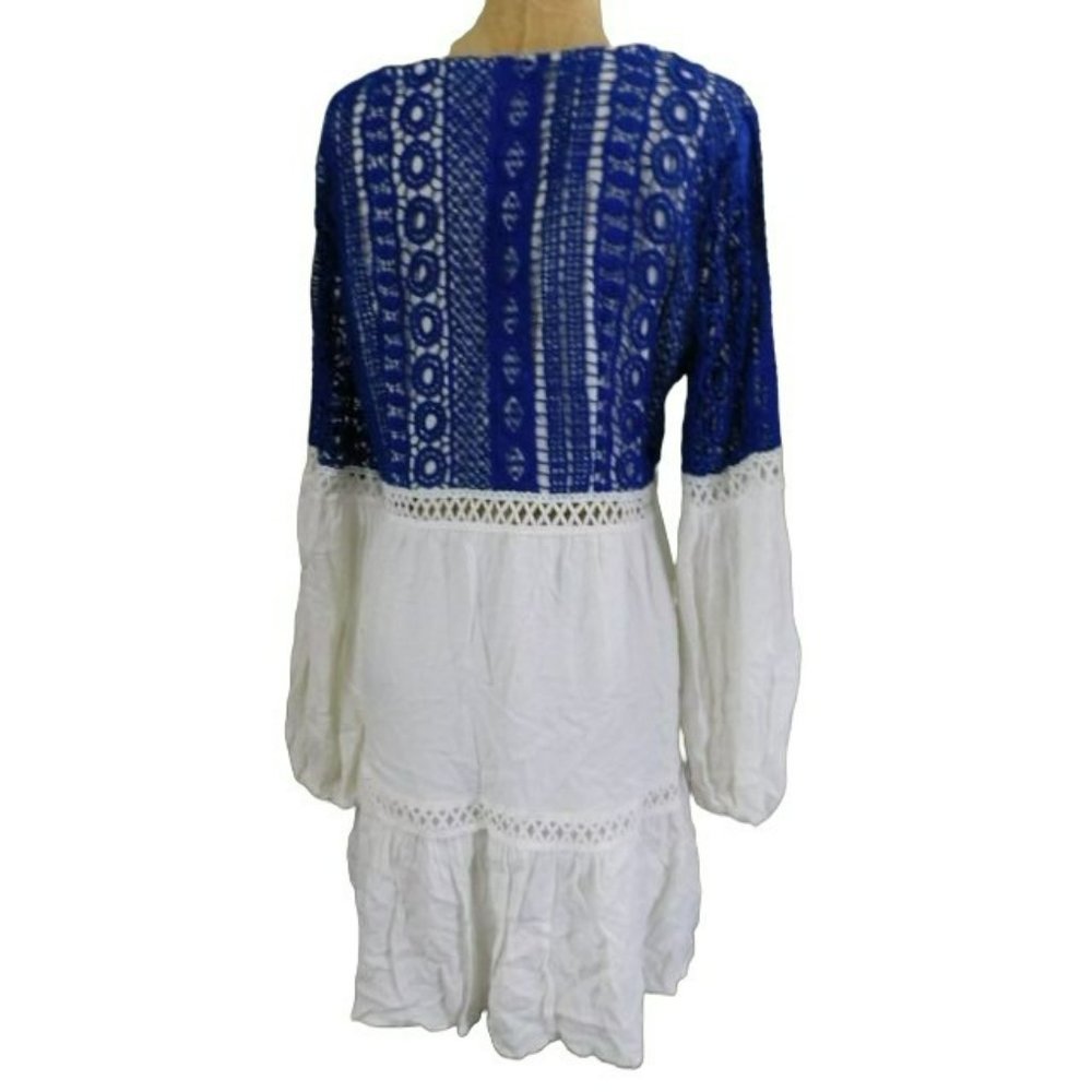 Boston Proper Size M Medium Boho Crochet Lace Peasant Style Dress NWT - Picture 3 of 4